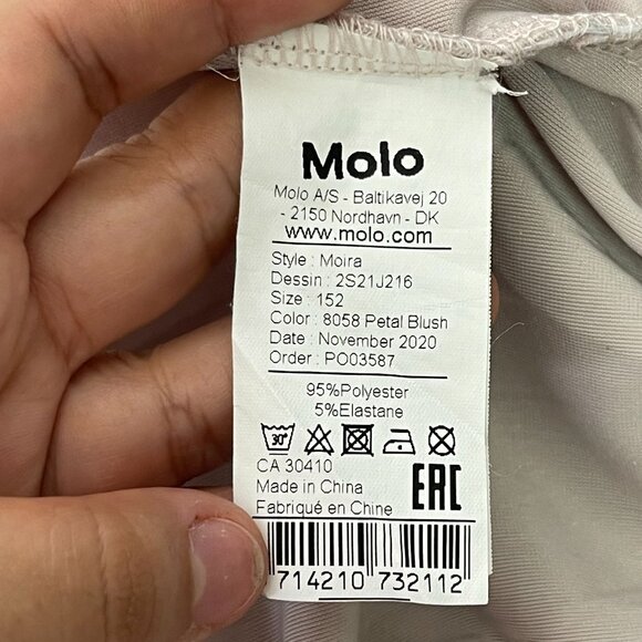 MOLO Girl's Cream Crew Neck Long Sleeve Velvet Sweatshirt Size 12 - Picture 6 of 7